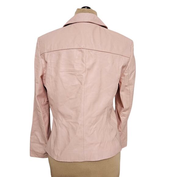Talbots Pastel Pink 100% Leather Jacket Plus Size 14 Classic Soft Lined Minimal - Picture 2 of 15